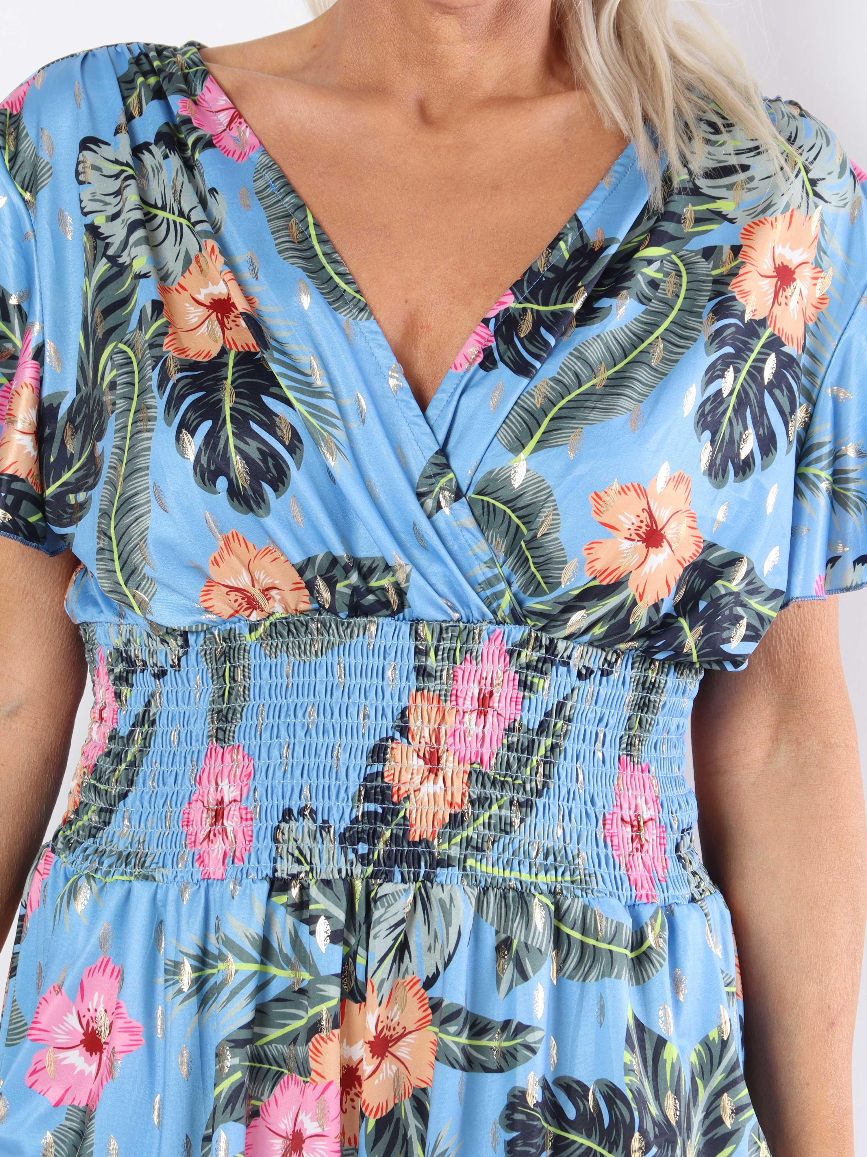 Pams Flower Playsuit - Elastisk plus size playsuit med lommer